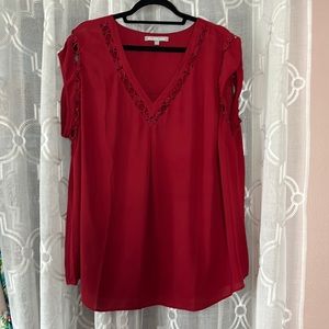 Burgundy VNeck Blouse